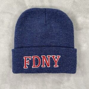 VTG New York Fire Department FDNY Beanie Hat 100% Acrylic Toboggan Warm Cozy